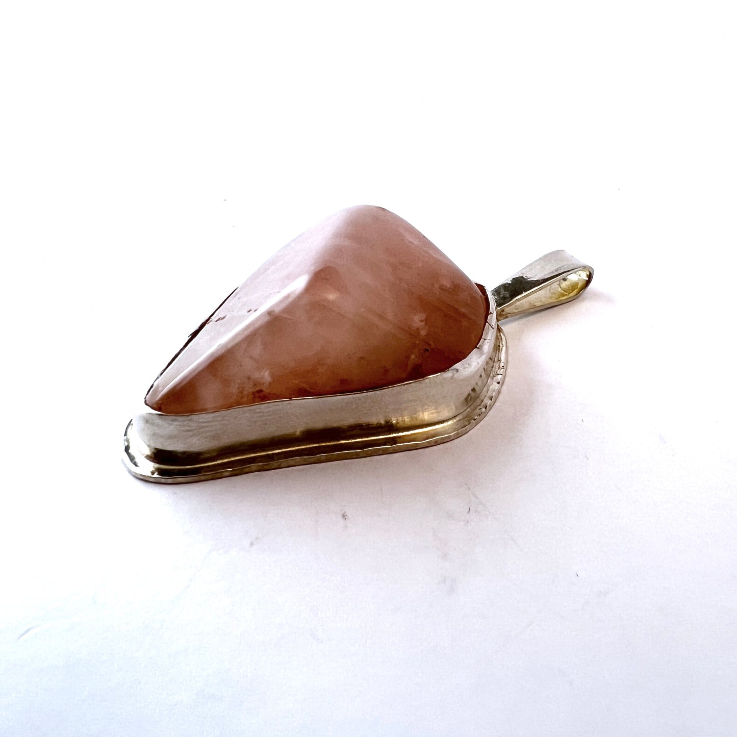 Sweden year 1988. Large Sterling Silver Rose Quartz Pendant.