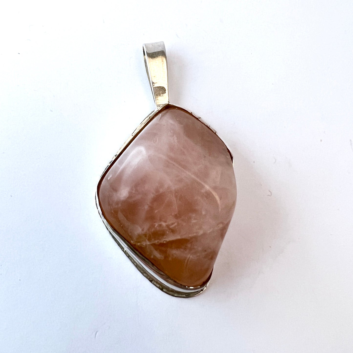 Sweden year 1988. Large Sterling Silver Rose Quartz Pendant.