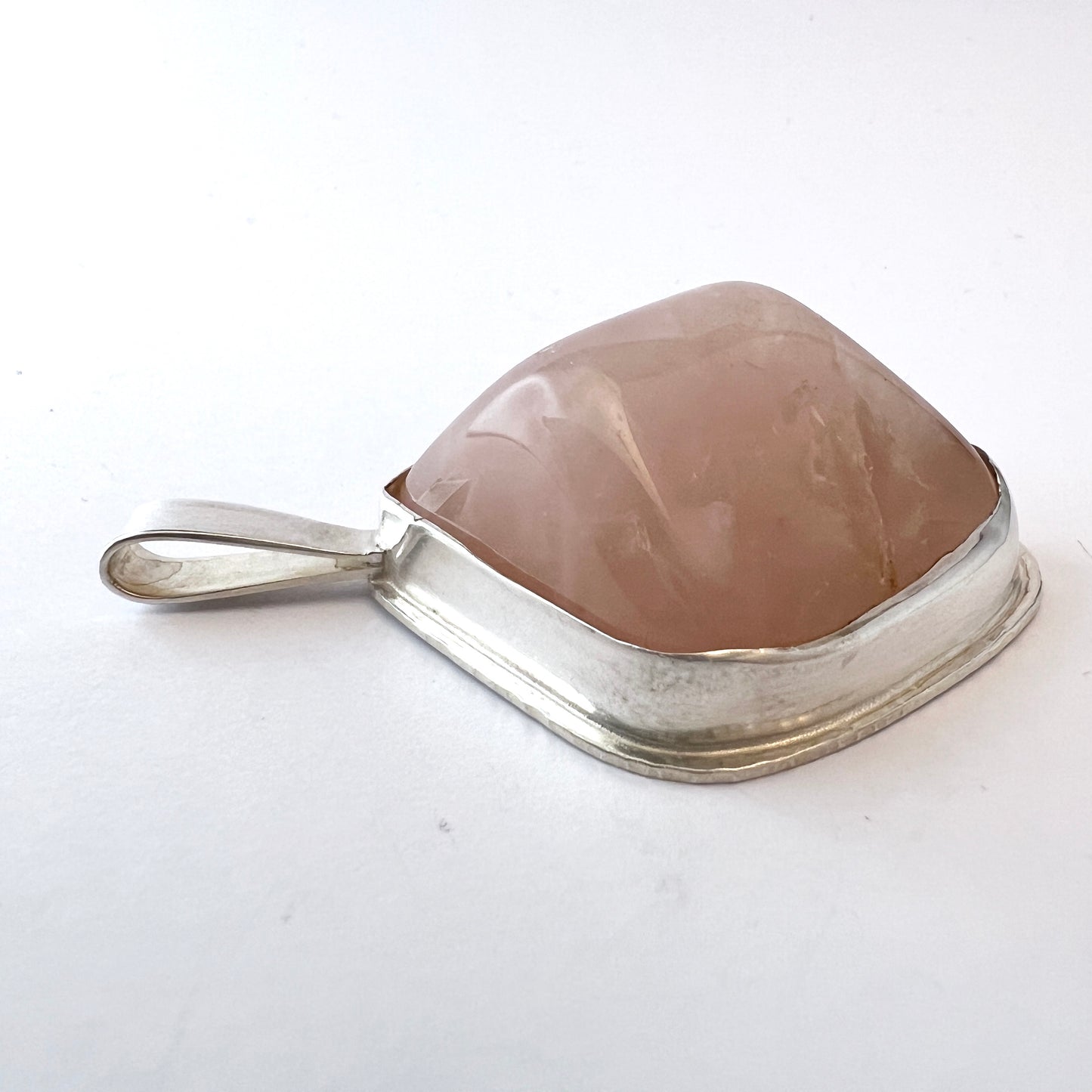 Sweden year 1988. Large Sterling Silver Rose Quartz Pendant.