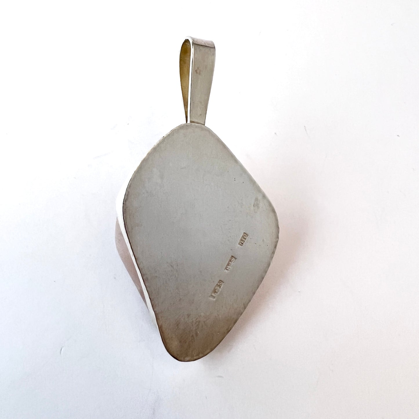 Sweden year 1988. Large Sterling Silver Rose Quartz Pendant.