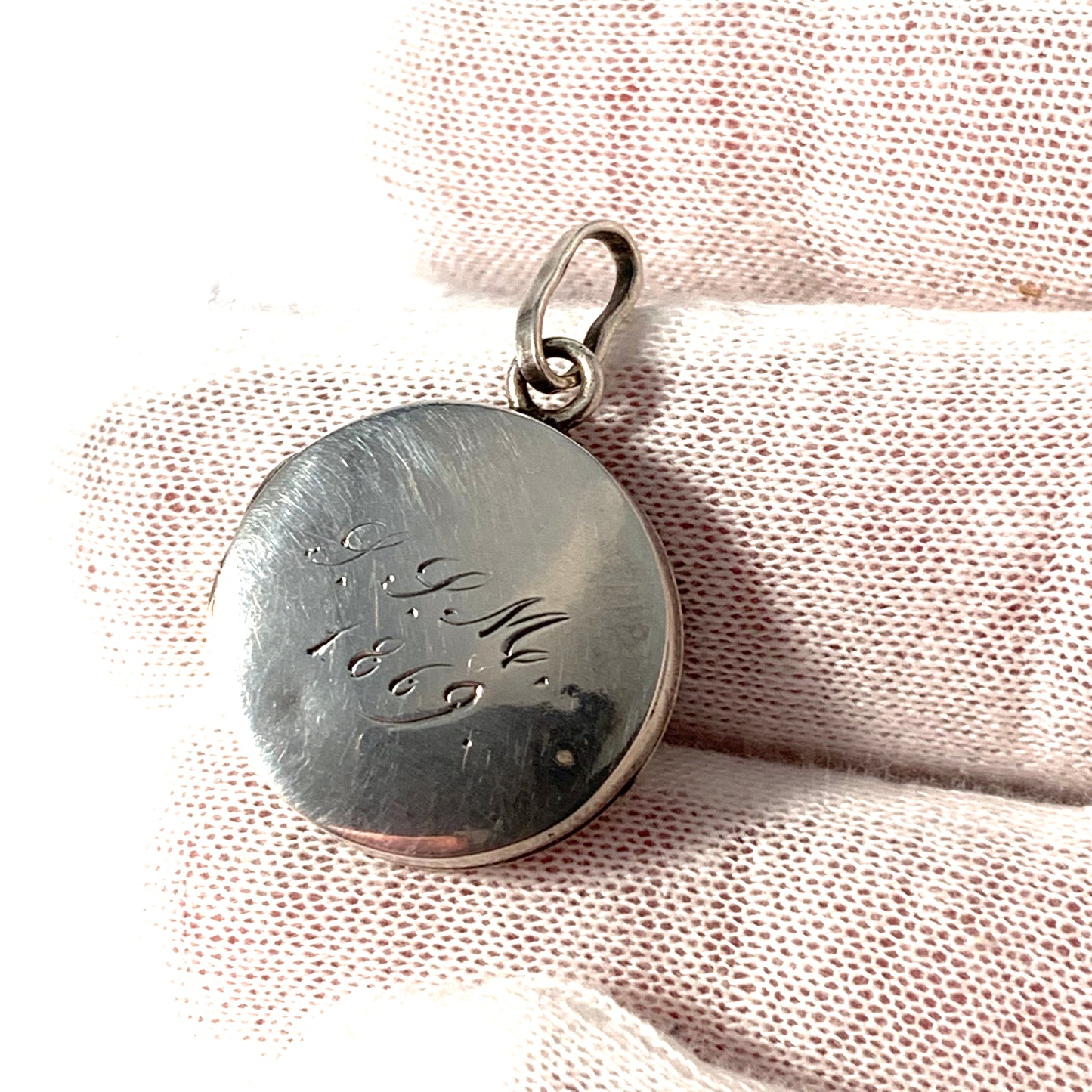 LJE, Sweden 1869 Victorian Silver Locket Pendant.