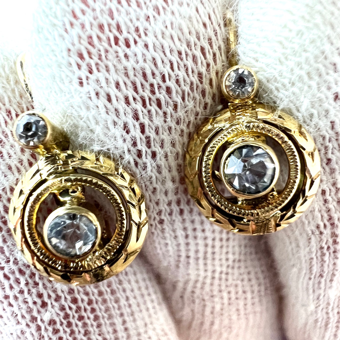 Stefani Amedeo, Vicenza Italy c 1950. 18k Gold Paste Earrings.