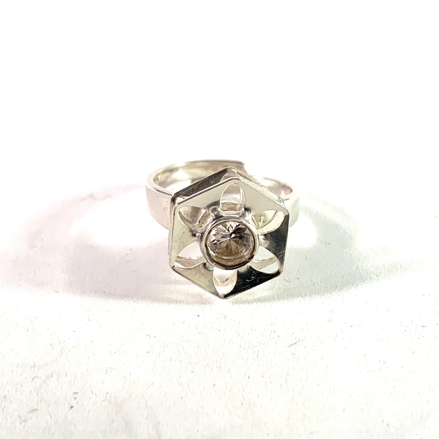 Theresia Hvorslev for Alton 1976 Sterling Silver Rock Crystal Ring.