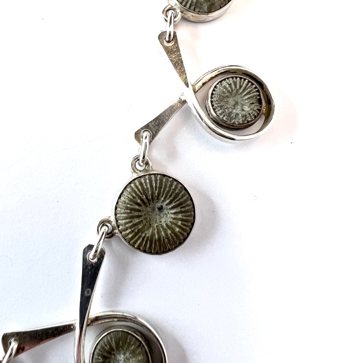 Sweden 1960-70s. Vintage Sterling Silver Fossil Necklace.