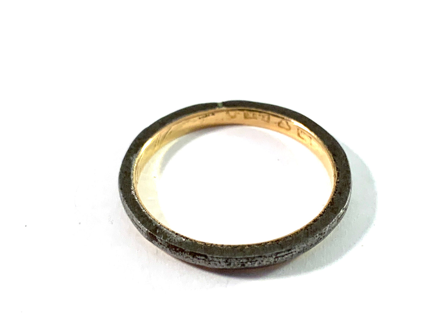 K Andersson Sweden early 1900s War-time 18k Gold Iron Ring.