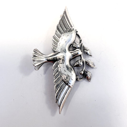 G Dahlgren, Sweden 1948. Vintage Solid Silver Celebrating WW2 Peace Brooch.