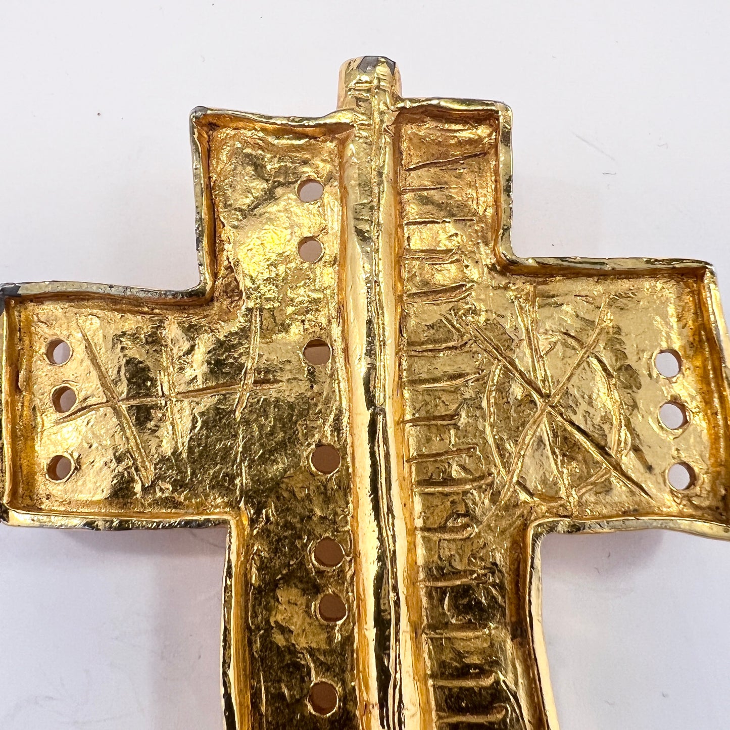 Christian Lacroix, 1980s. Huge Costume Jewelry Cross Designer Brooch Pendant.