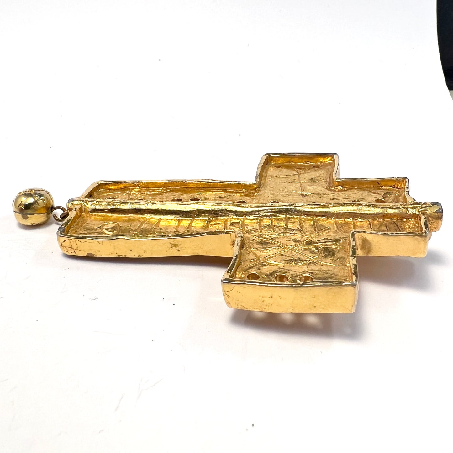 Christian Lacroix, 1980s. Huge Costume Jewelry Cross Designer Brooch Pendant.