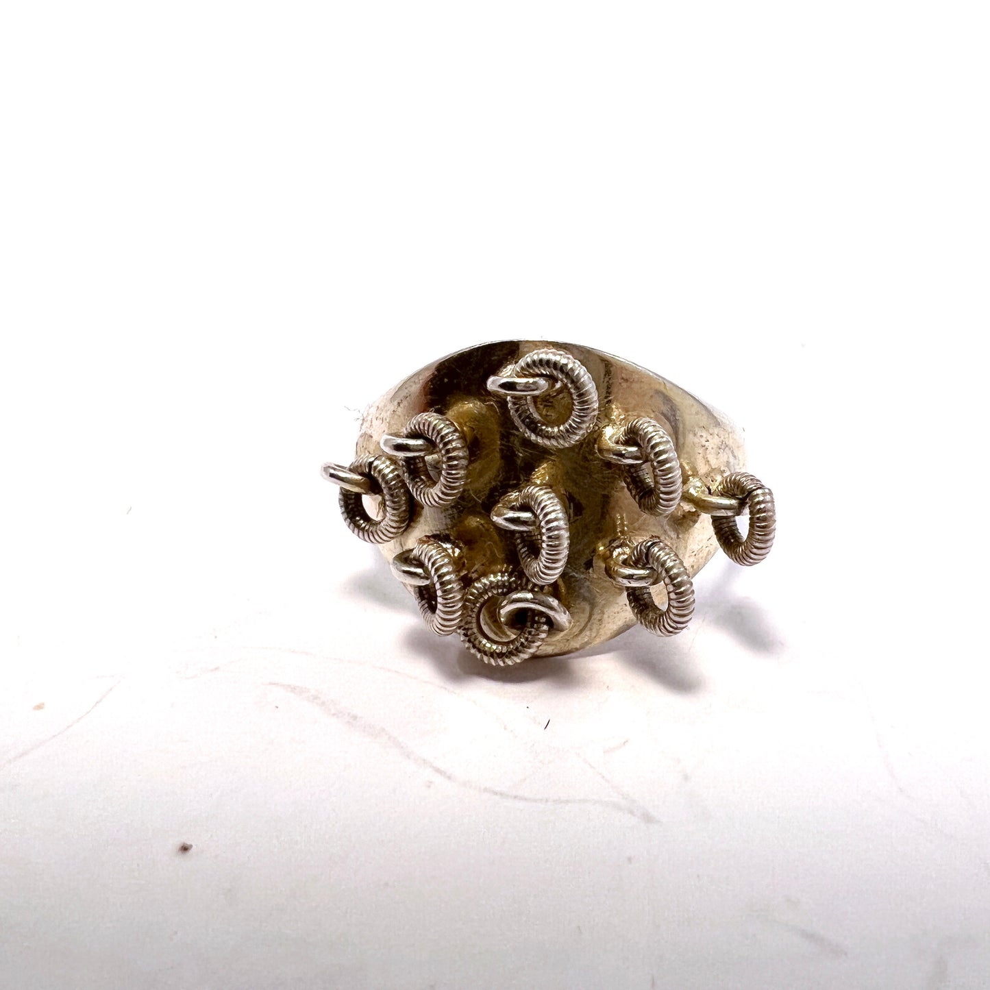 Maker CA, Sweden 1901. Antique Solid Silver Traditional Ring.