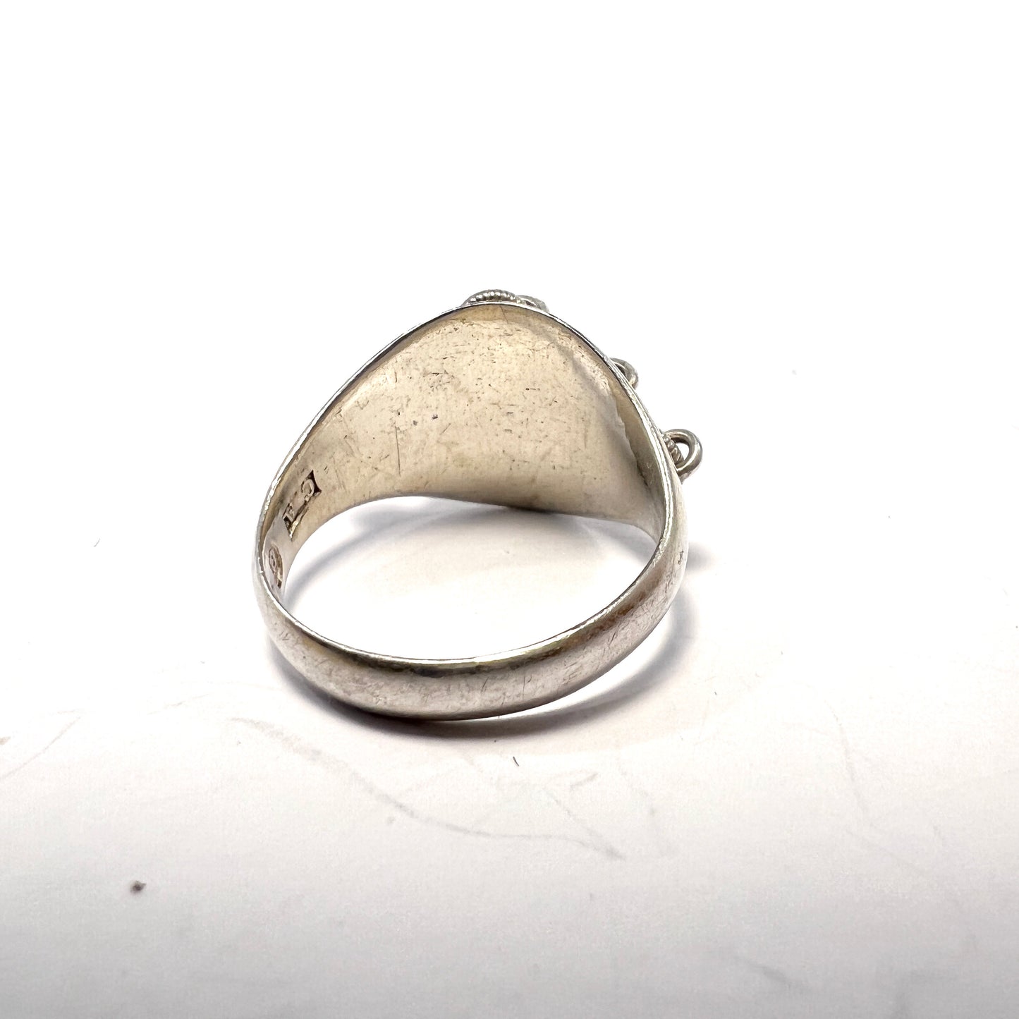Maker CA, Sweden 1901. Antique Solid Silver Traditional Ring.