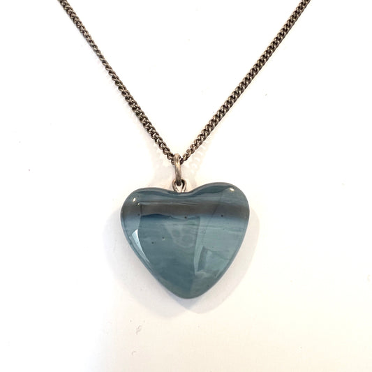 North Sweden c 1960s. Silver Bergslagen-stone Heart Pendant Necklace.