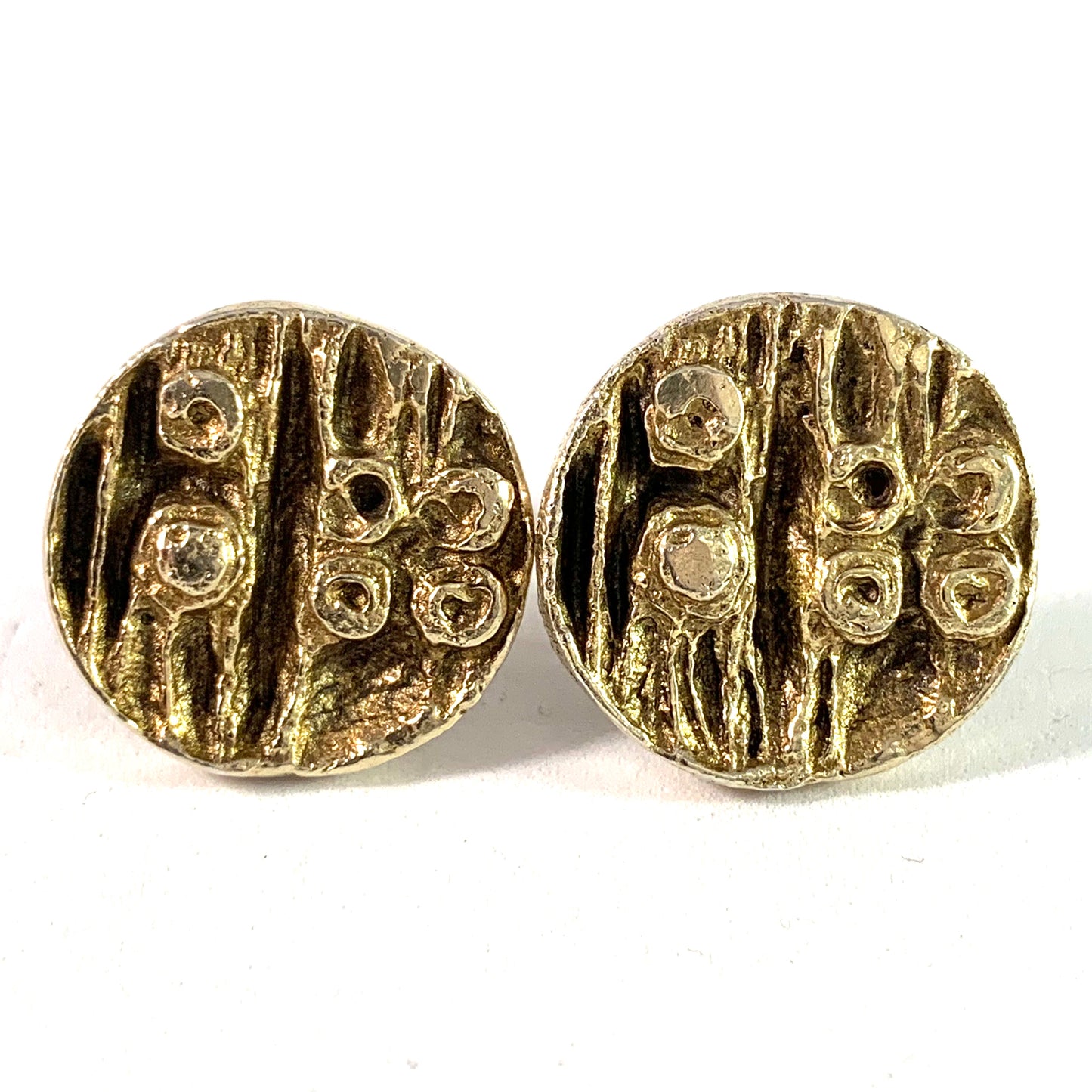 Vintage 1960s Gilt 935 Sterling Silver Large Pair of Cufflinks.