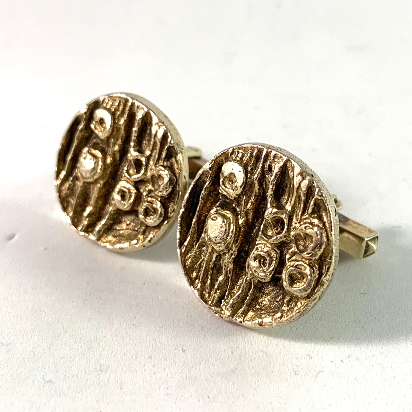Vintage 1960s Gilt 935 Sterling Silver Large Pair of Cufflinks.