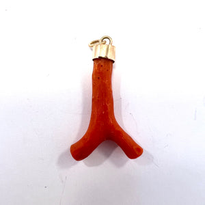 Early 1900s. 14k Gold Coral Pendant. Probably Italy.