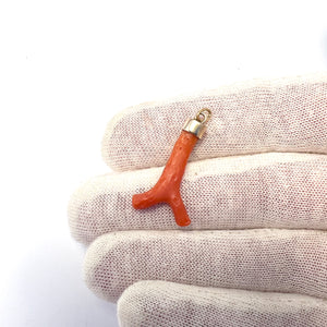 Early 1900s. 14k Gold Coral Pendant. Probably Italy.