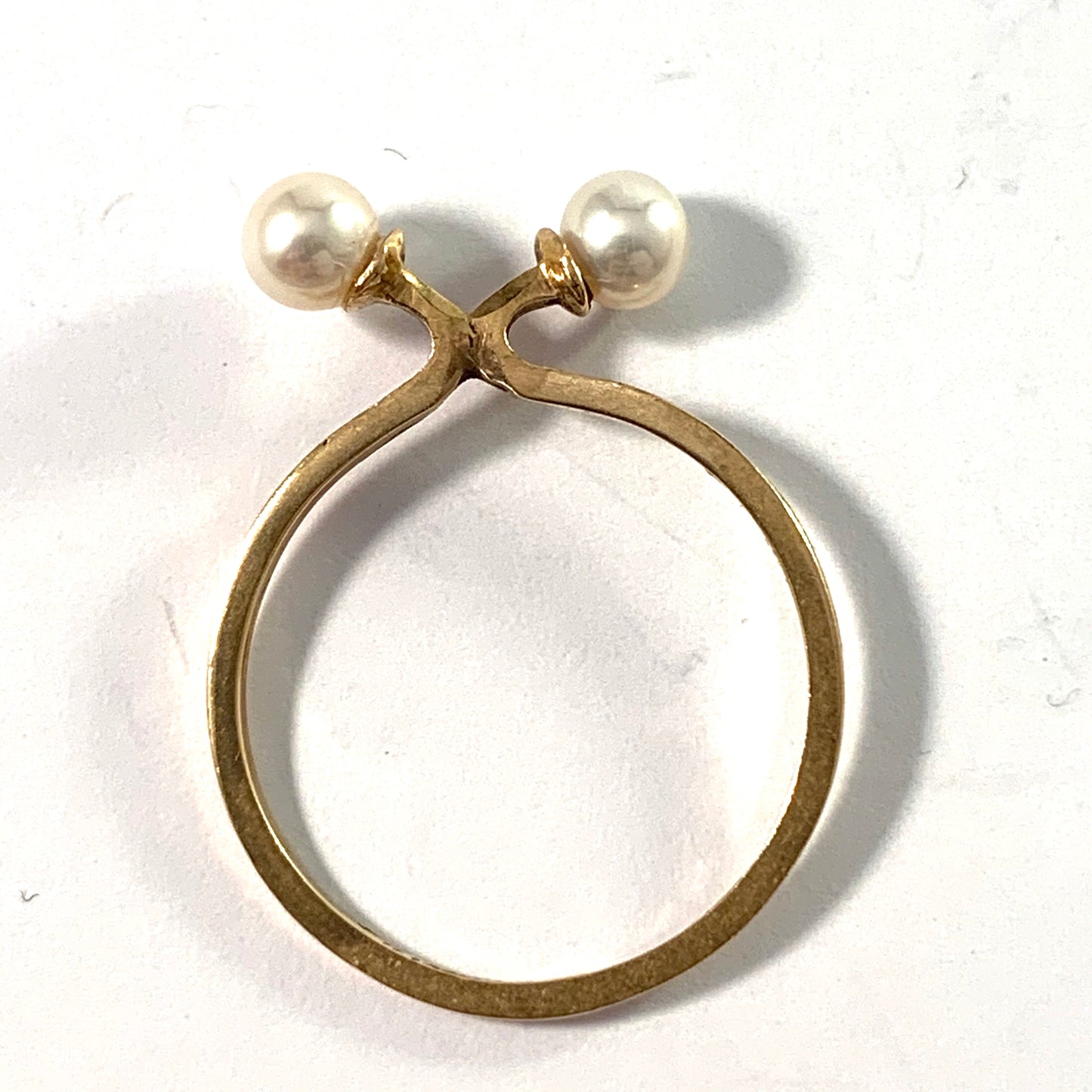 Theresia Hvorslev, Sweden. Vintage 18k Gold Cultured Pearl Stack Ring. "The Tale Of The Ring"