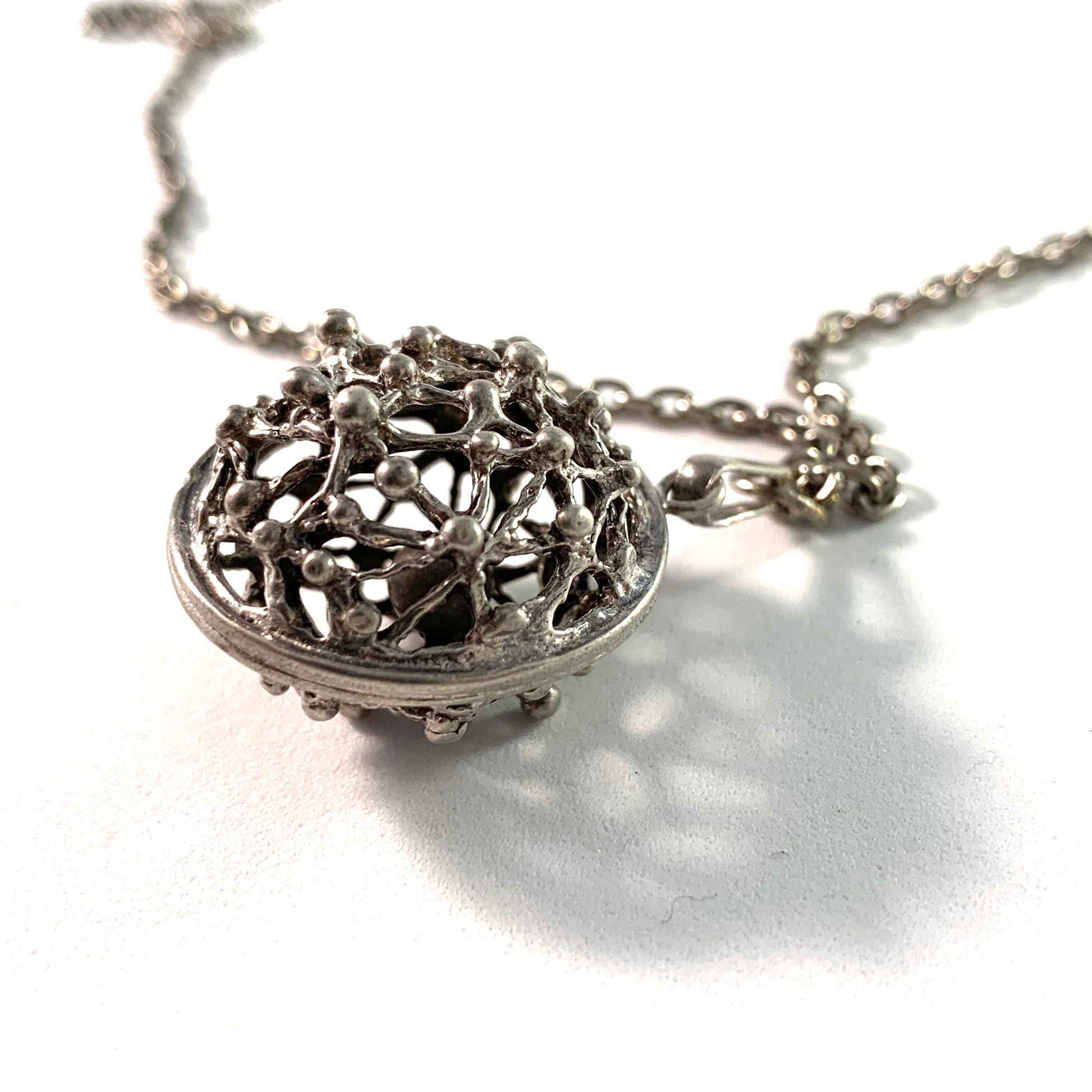 Vintage Sterling Pregnancy Harmony Ball Pendant Necklace