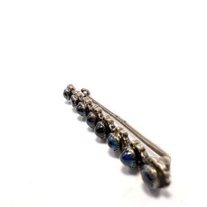 Antique Austro-Hungarian Silver Synthetic Sapphire Brooch Pin.