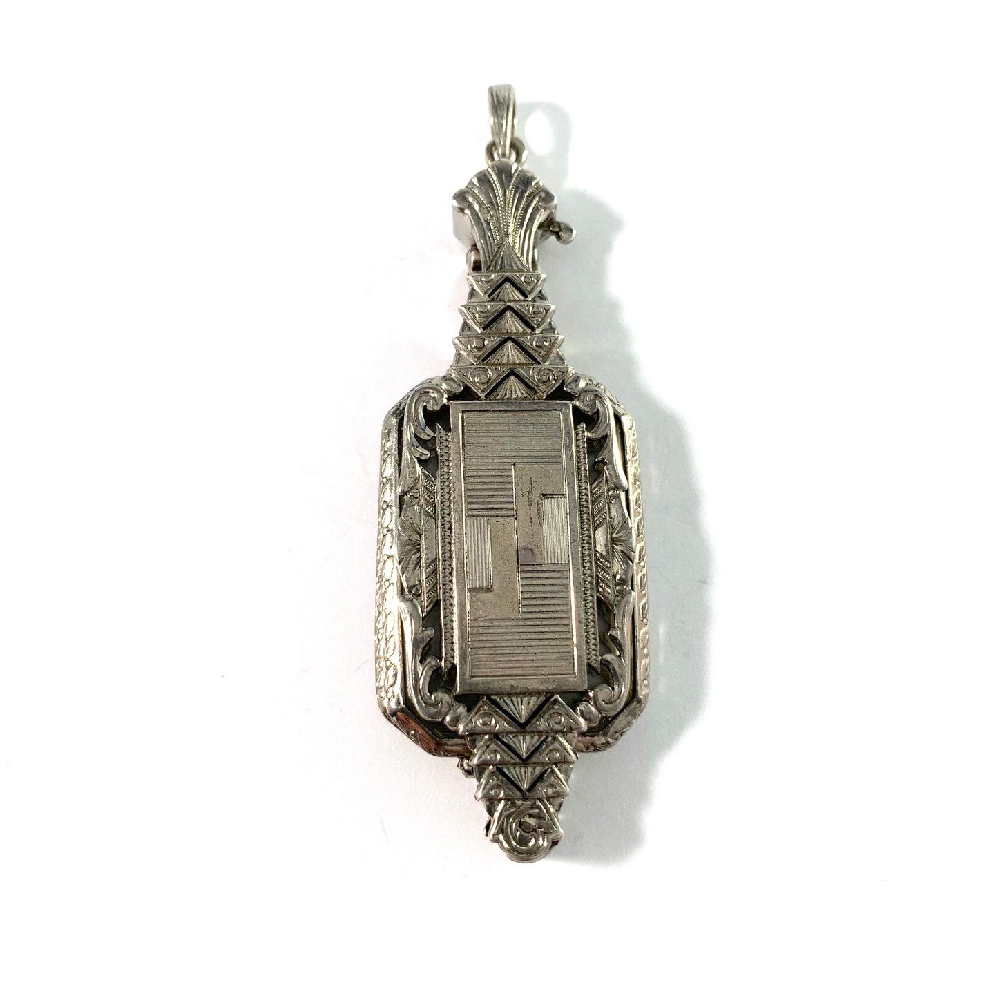 Art Deco 1930s Sterling Silver Glass Folding Lorgnette Pendant