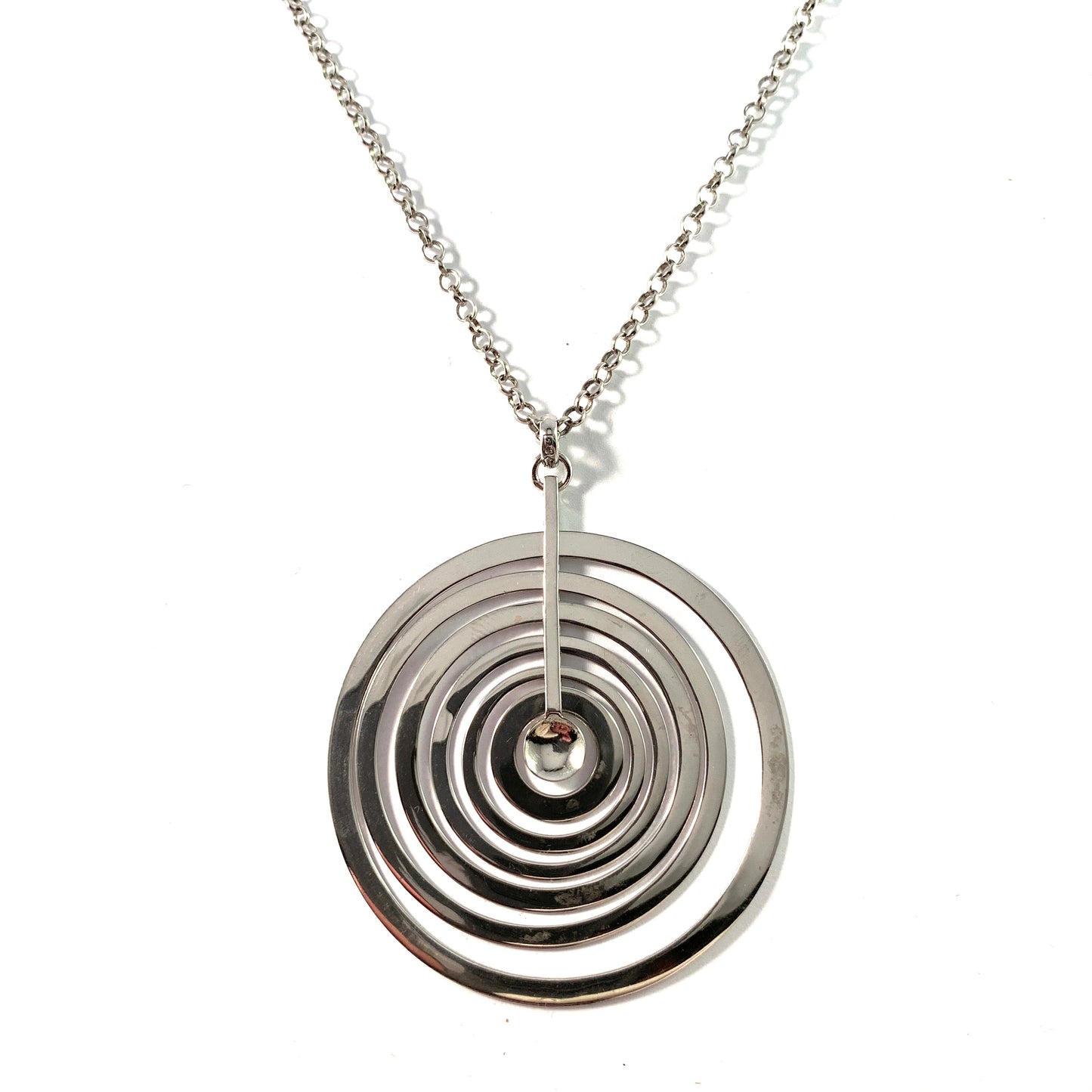 Tapio Wirkkala for Kultakeskus Finland Sterling Pendant Necklace. "Silver Moon"