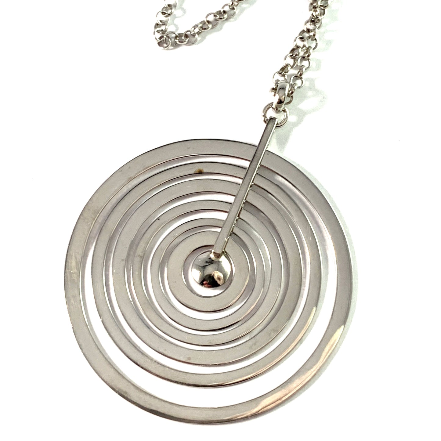 Tapio Wirkkala for Kultakeskus Finland Sterling Pendant Necklace. "Silver Moon"