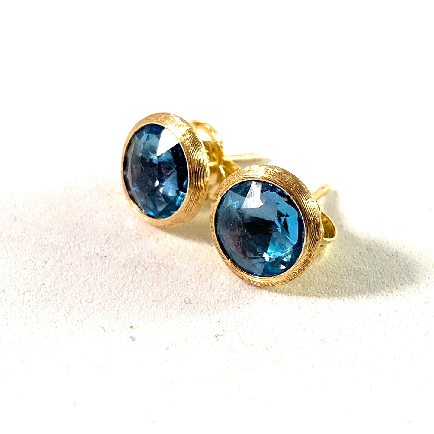 Marco Bicego, Italy 18k Gold Jaipur Blue Topaz Stud Earrings.
