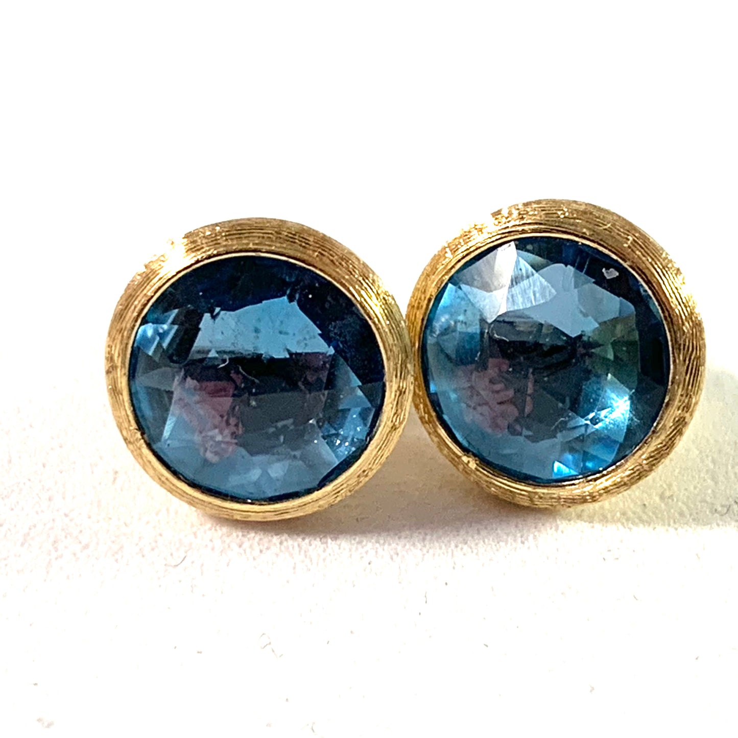 Marco Bicego, Italy 18k Gold Jaipur Blue Topaz Stud Earrings.