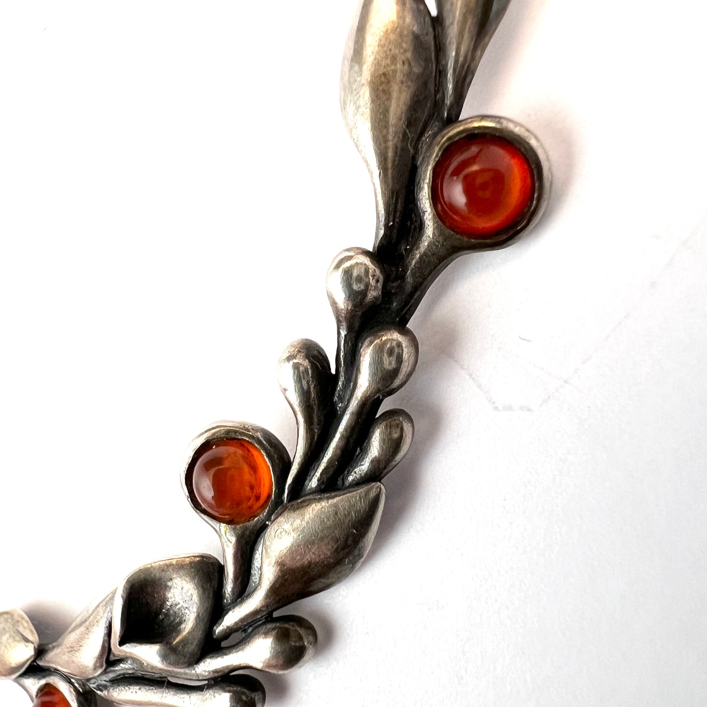 Vintage 950 Sterling Silver Carnelian Necklace.