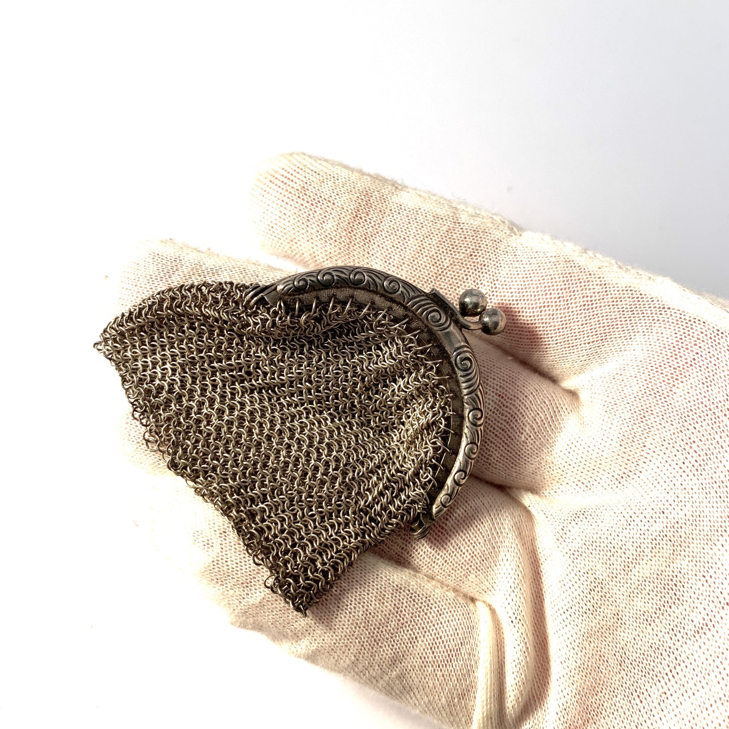 Antique Early 1900s Solid Silver Purse Pendant.