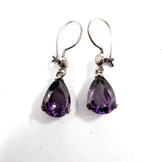 Risto Orell, Finland. Vintage Sterling Silver Amethyst Earrings.