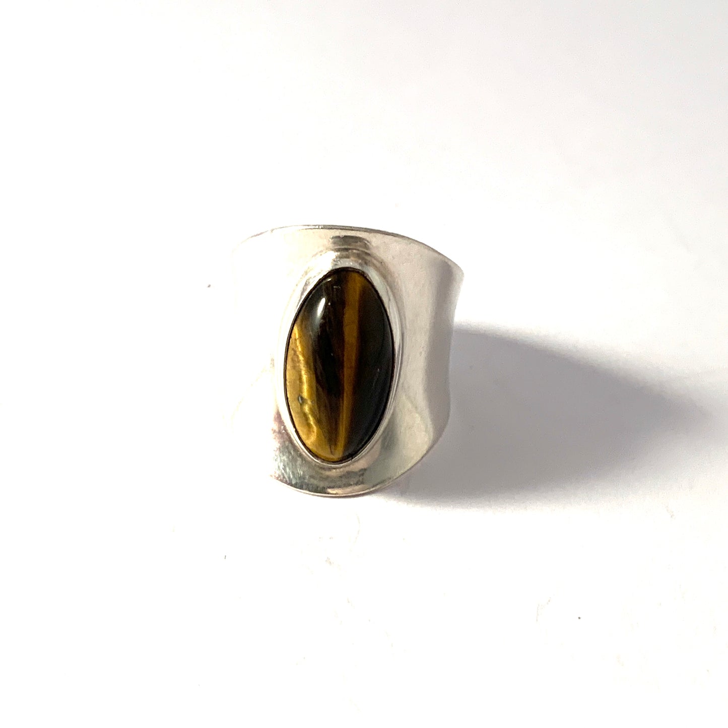 Niels Erik From, Denmark 1950-60s Sterling Silver Tiger Eye Ring.