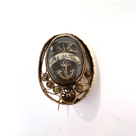 Denmark / Norway Early 1800s Antique Hope Anchor Brooch Pin.