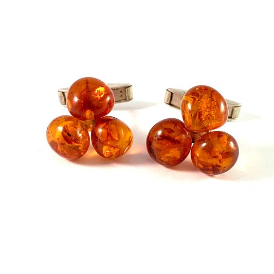 Fischlandschmuck, Germany. Vintage 835 Silver Amber Cufflinks.