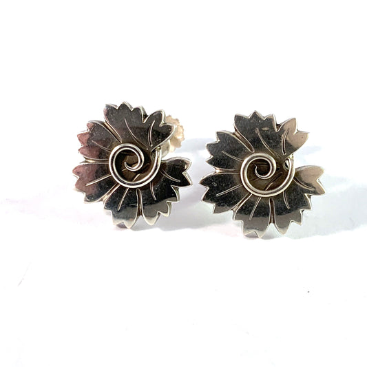 Arno Malinowski, for Georg Jensen, Denmark. Vintage Mid Century Sterling Silver Earrings. Design 102