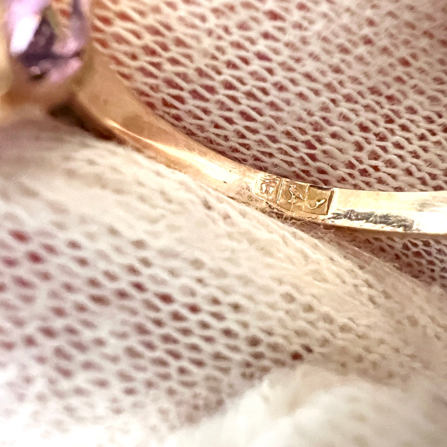 Egypt, Vintage Mid-century 14k Gold Synthetic Alexandrite Ring