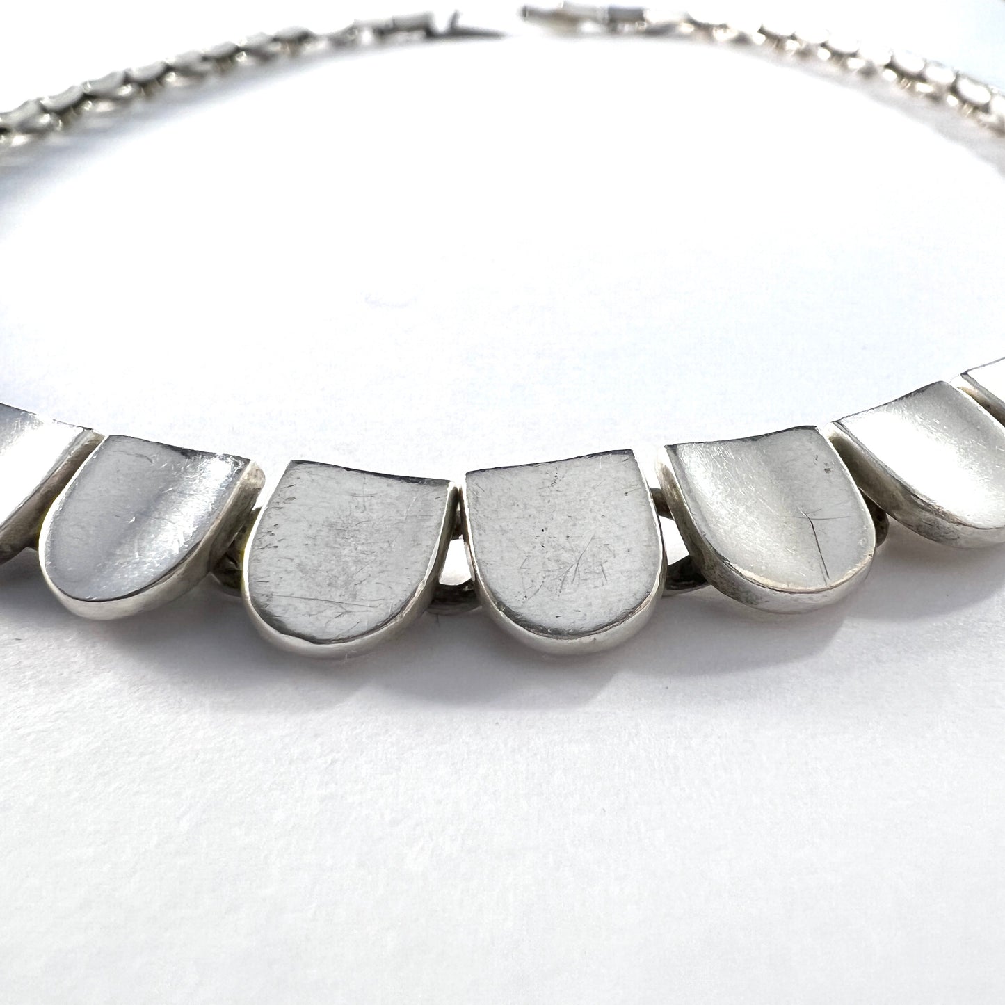 Mexico, Heavy Vintage Sterling Silver Necklace.