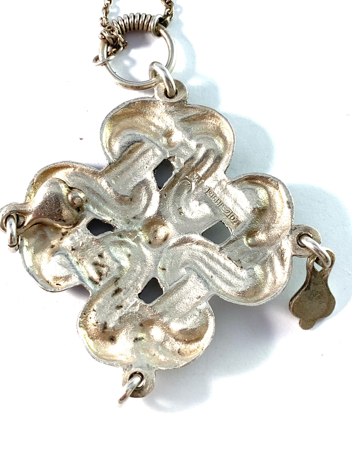 Kalevala Koru, Finland 1967. Vintage Sterling Silver Large Pendant Necklace.