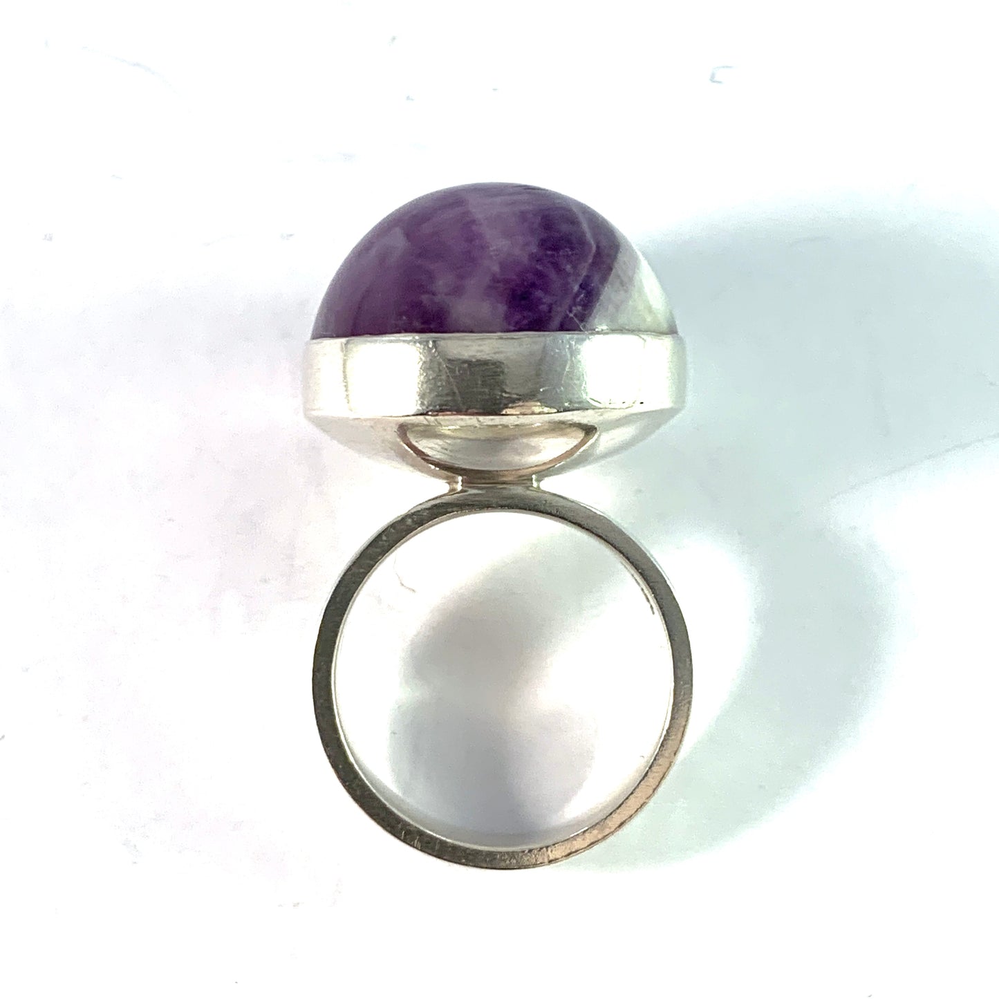 Elisabeth Nordskov Christiansen, Denmark 1970s. Sterling Silver Amethyst Ring. Signed.