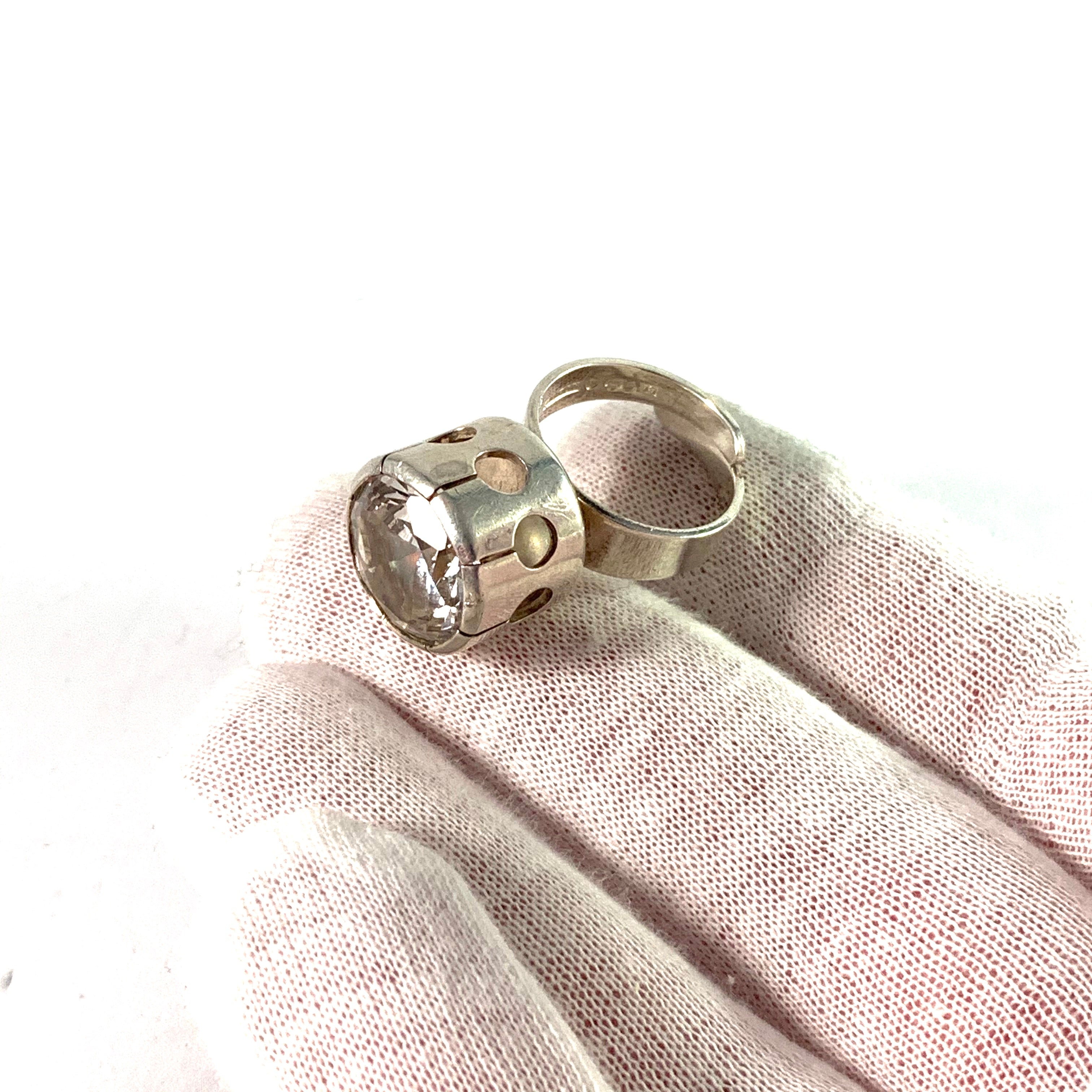 Alton, Sweden 1971 Bold Modernist Sterling Rock Crystal Ring. – T