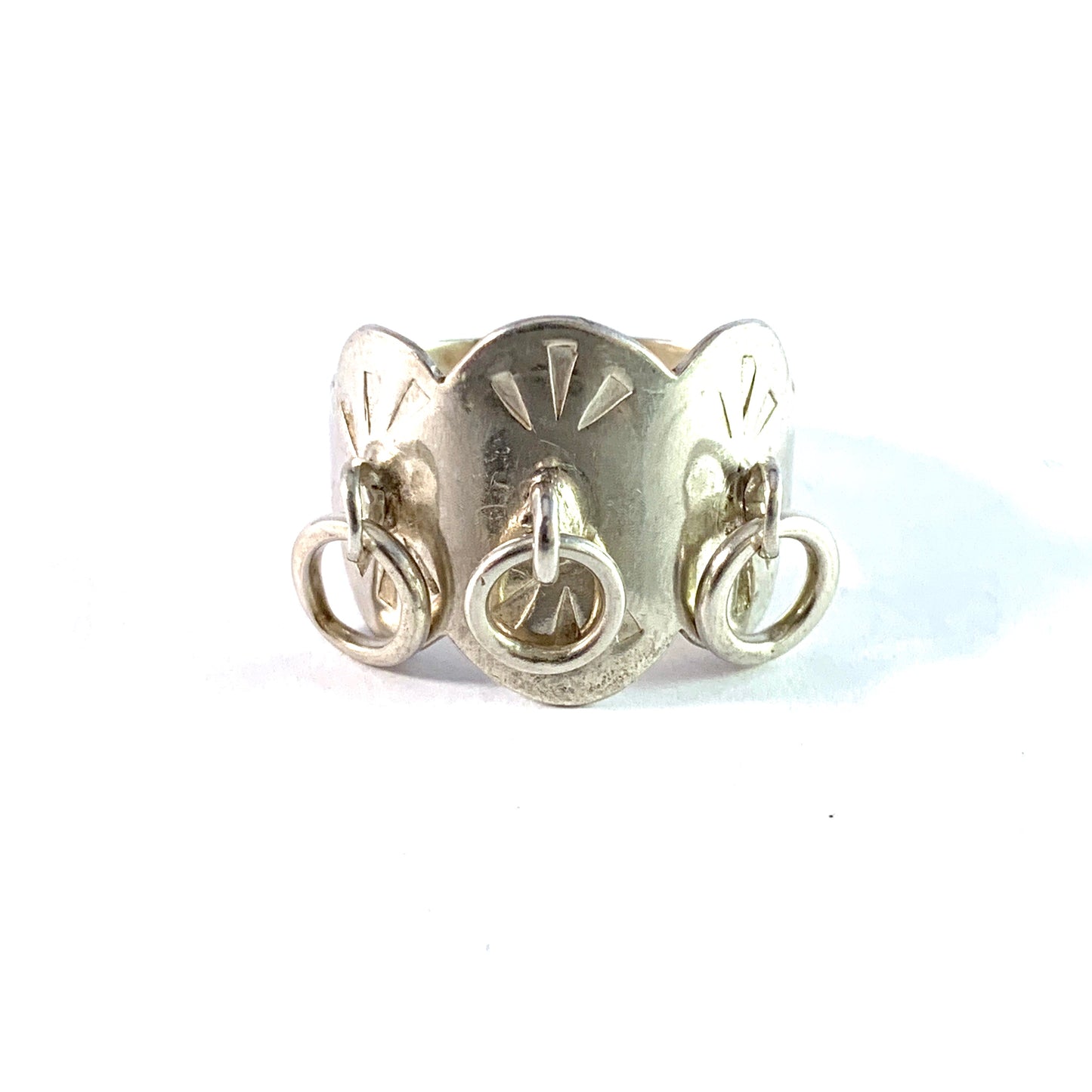 Finland, Vintage Solid Silver Traditional Sami Laplander Ring.