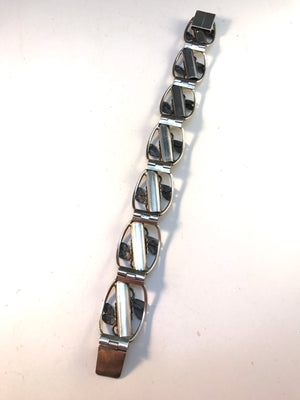 Kaplan, Stockholm year 1952 Solid Silver Panel Bracelet. 33.8gram.