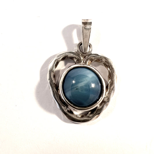 Nordström, Sweden 1970s. Vintage Sterling Silver Bergslagen-stone Heart Pendant.