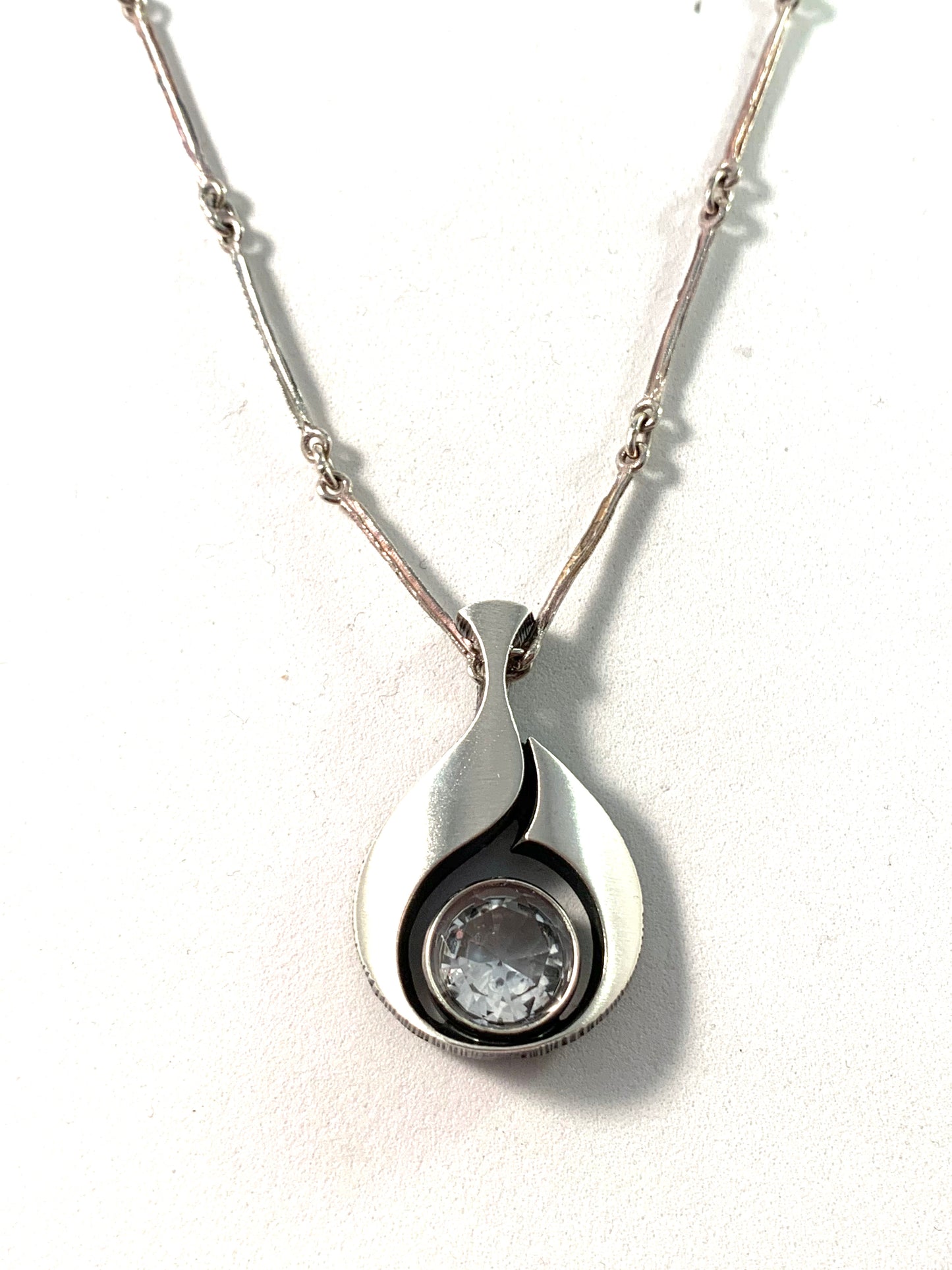 Karl Laine for Finnfeelings, Vintage Sterling Rock Crystal Pendant Necklace.