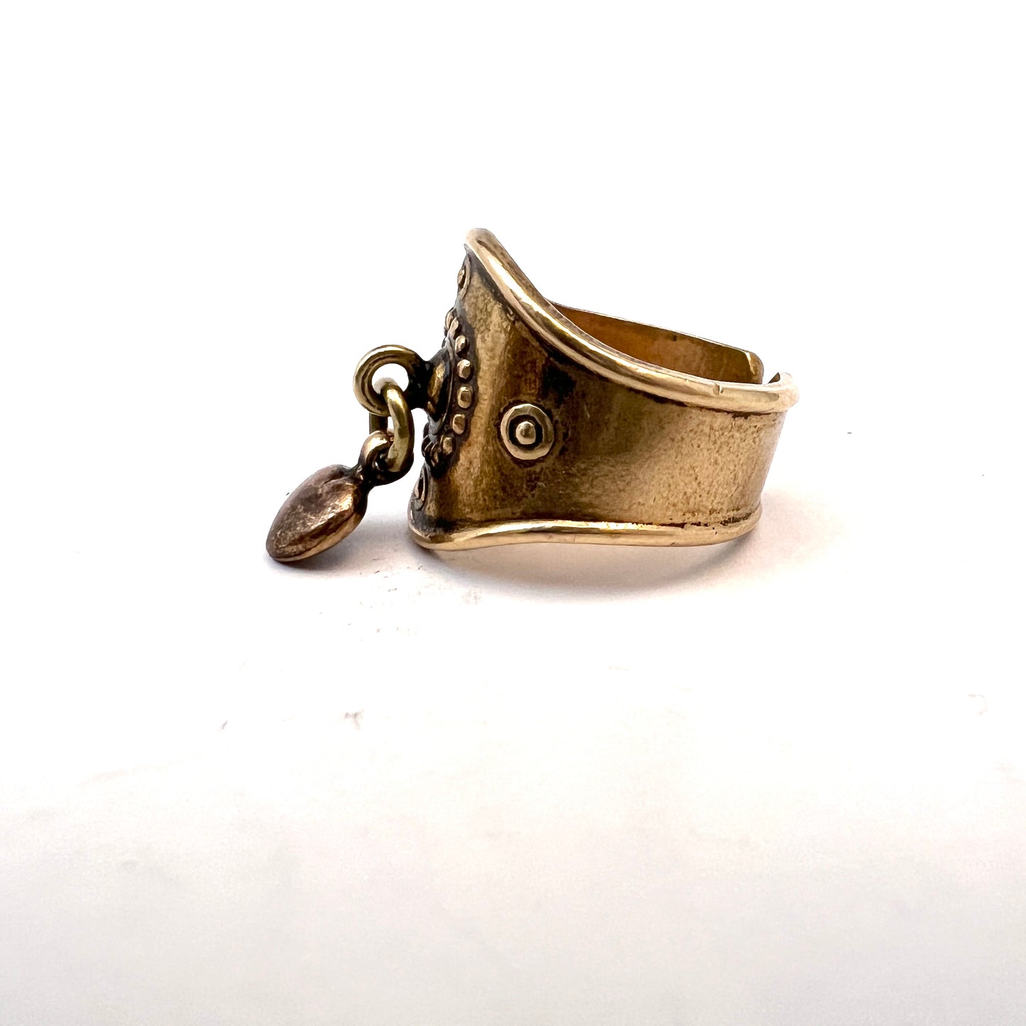 Kalevala Koru, Finland. Vintage Bronze Heart Charm Ring.