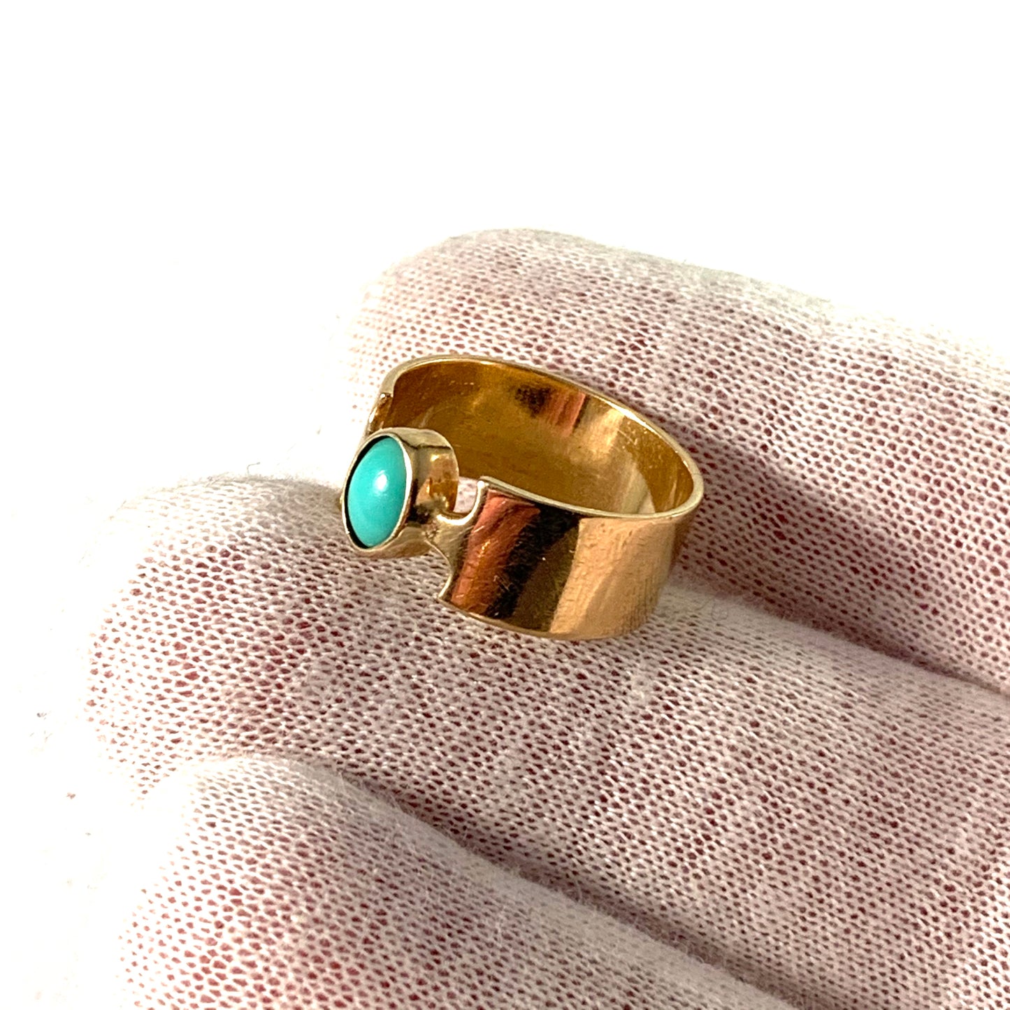Maker SS, Denmark Vintage 14k Gold Turquoise Ring