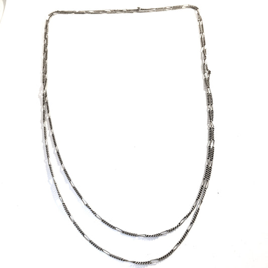 Germany c year 1900. Antique 830 Silver 67 inch Longuard Chain Necklace. Makers Mark