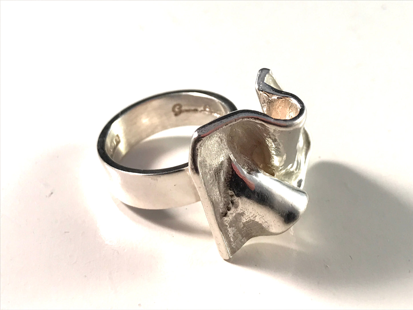 Gson Liedholm Sweden 1970s Modernist Sterling Silver Ring. Excellent. Signed