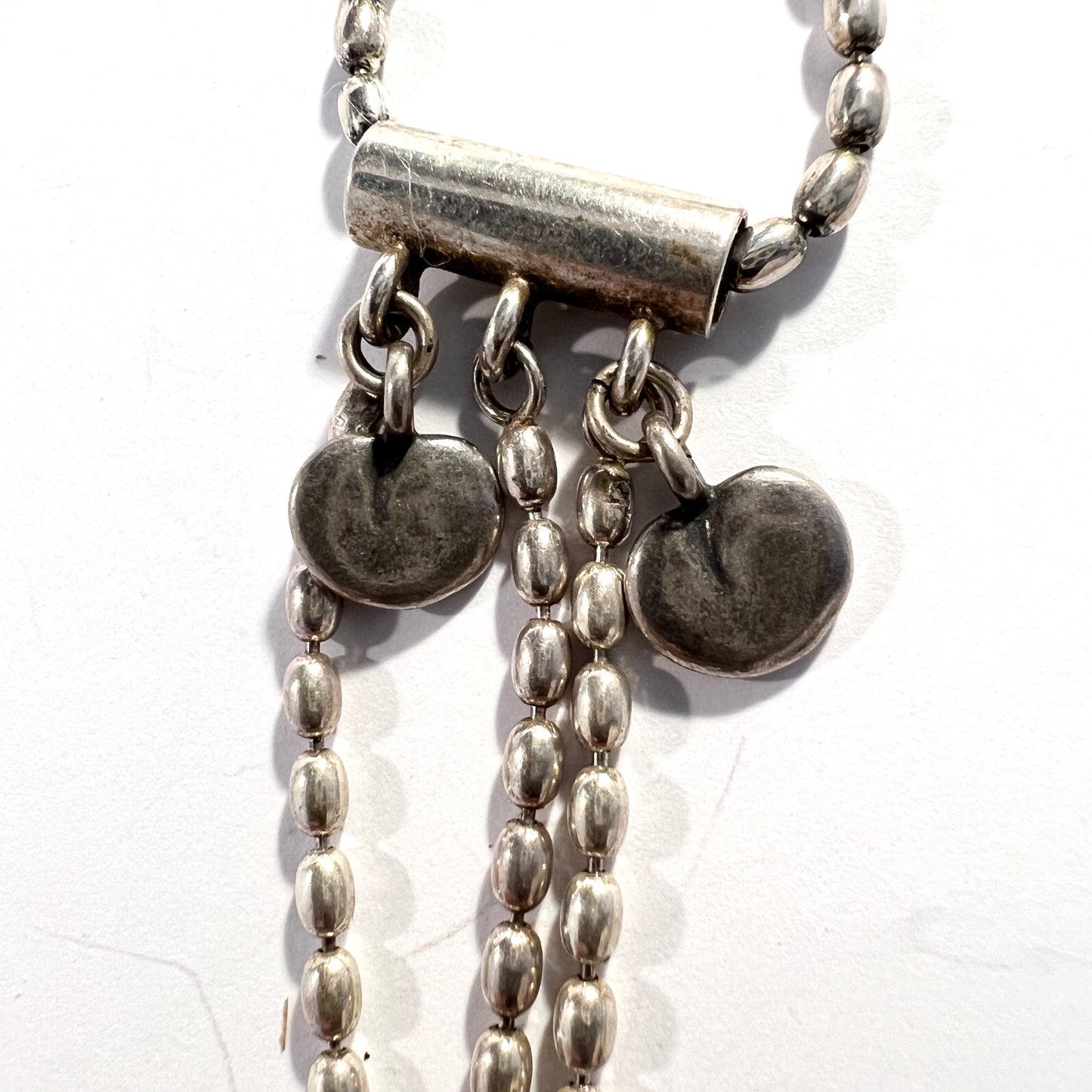 Kalevala Koru, Finland. Vintage Sterling Silver Pink Pearl Heart Pendant Necklace.
