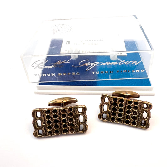 Pentti Sarpaneva for Torun Hopea Finland c 1970. Large bronze Cufflinks. Boxed.