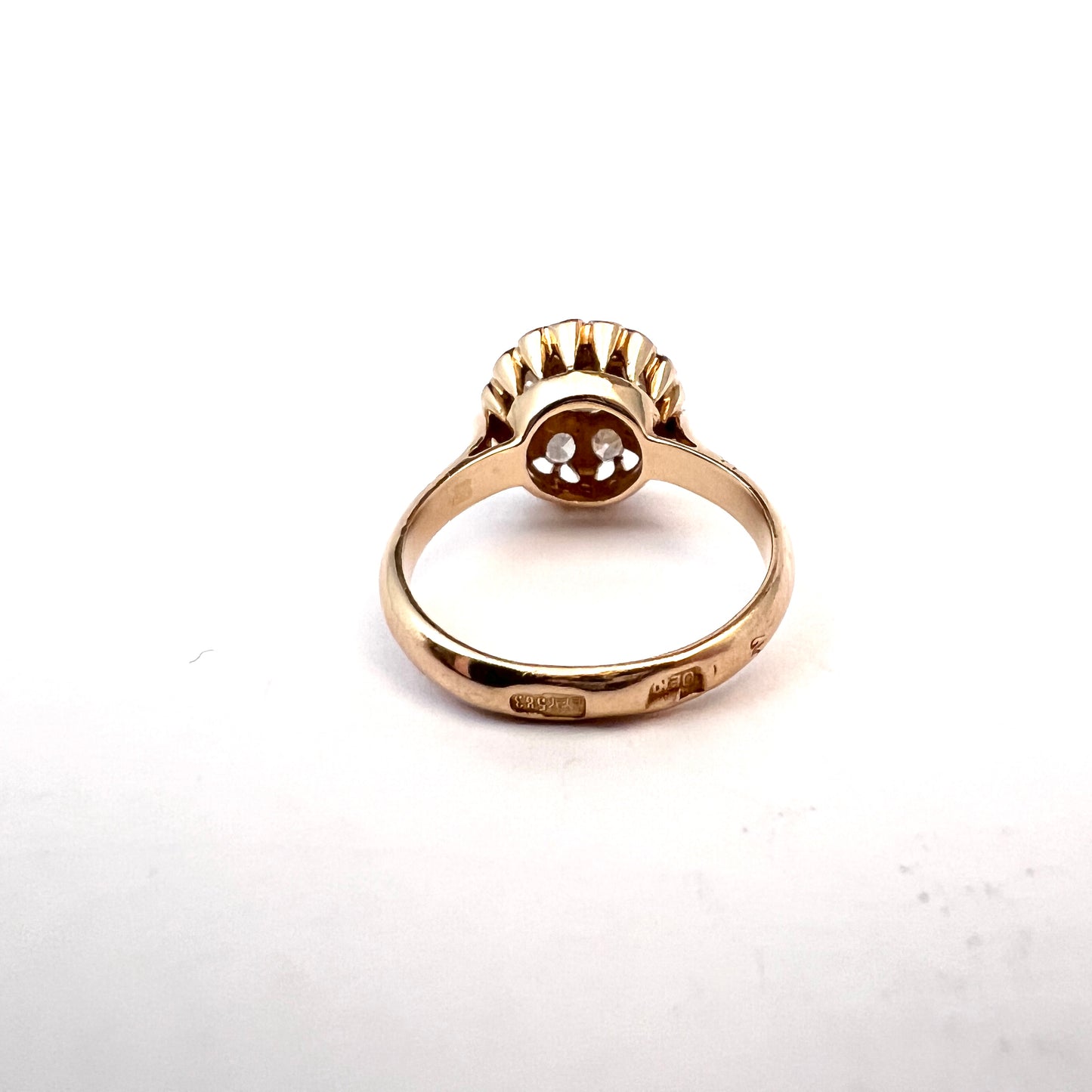 Soviet USSR. Vintage 14k Gold 0.35ctw Diamond Cluster Ring.